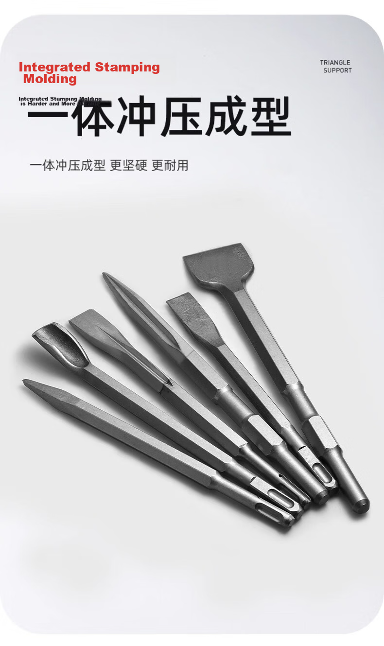 Yanran Electric Hammer Chisel Impact Drill Bit Slotting Wall-Breaking Pick Round Shank [14*400mm] Pointed and Flat Chisels, 1 Piece Each 5