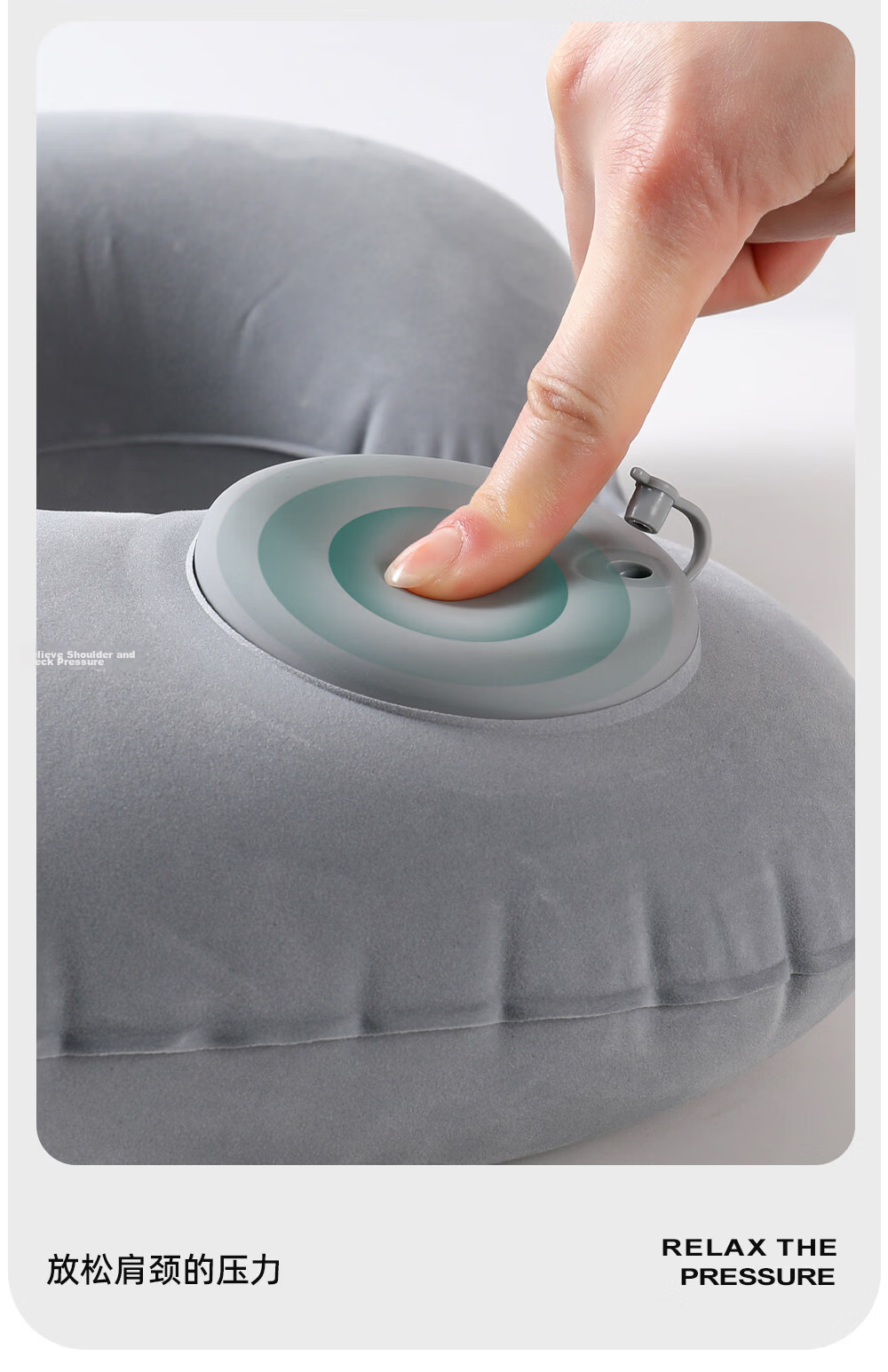 Etravel Inflatable U-Shaped Pillow Press-Type Summer Ice Silk Travel Portable Airplane High-Speed Rail Neck Pillow Pink 5