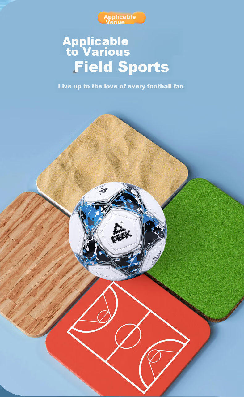 Peak Soccer Ball Size 4 for Children and Adults Standard World Cup Training Youth Primary School Kindergarten Black 10