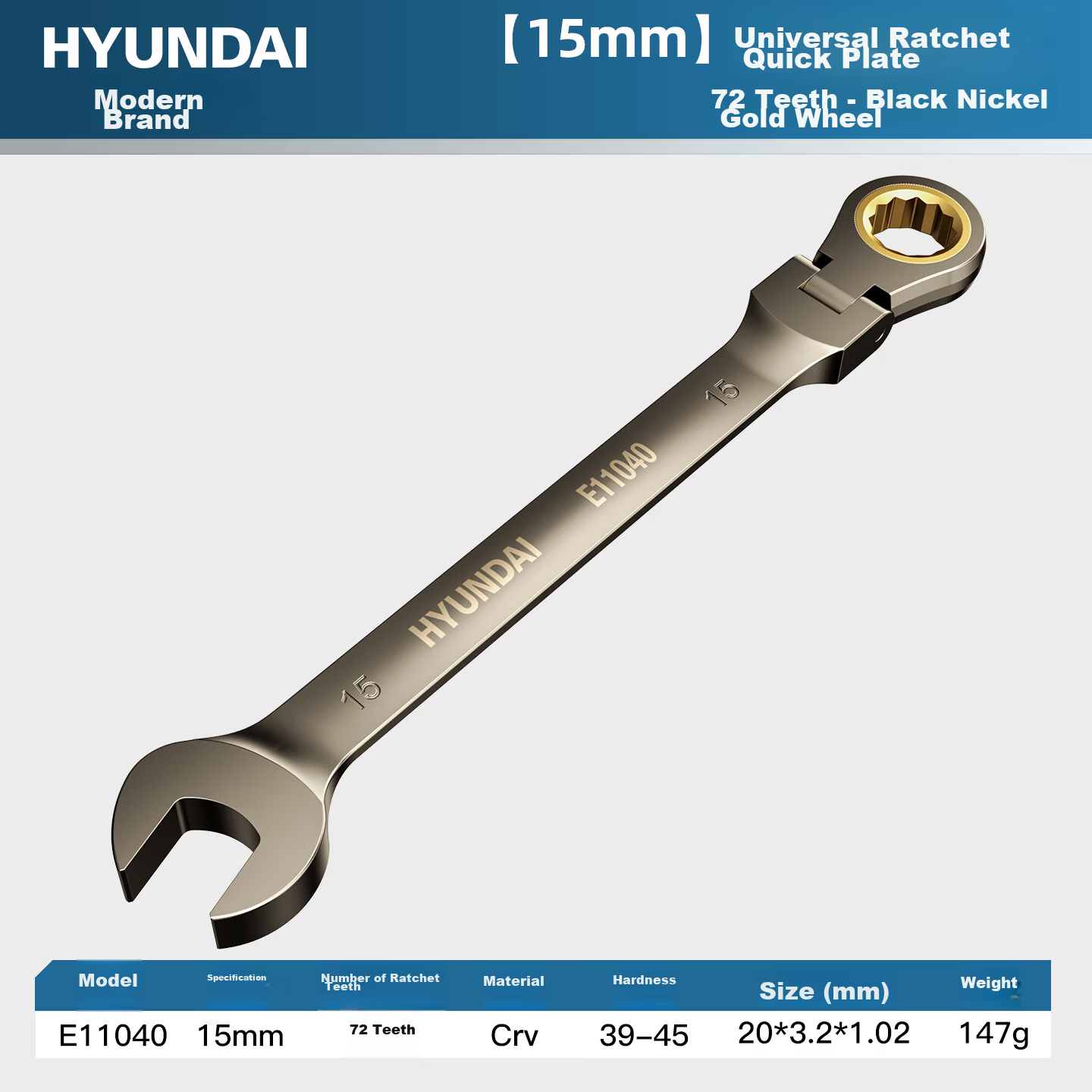 HYUNDAI Dual-Use Quick Ratchet Wrench Set Labor-Saving Automatic Combination Open-End 13mm Ratchet Wrench Tool Kit