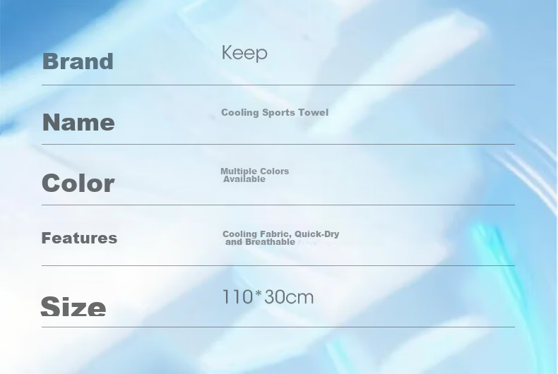 Keep Sports Towel Cooling Quick-Dry Sweat-Absorbent Running Gym Sweat Wipe Portable Travel Cooling Durable Summer 10