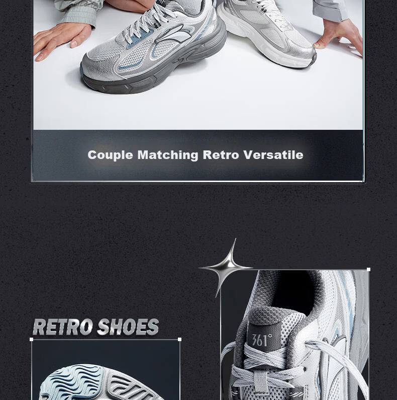 361° Guangwo Men's Autumn Outdoor Sports Casual Shoes, Breathable Commuter Thick-Soled Retro Dad Shoes, 672636773-3 4