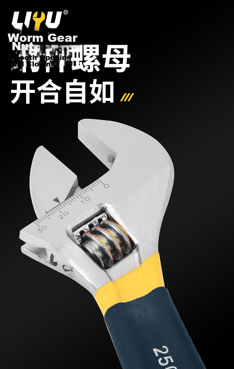 Liyu Adjustable Wrench Multi-Functional Slip-Resistant Plastic Handle Household Open-End Wrench Set of 4 6