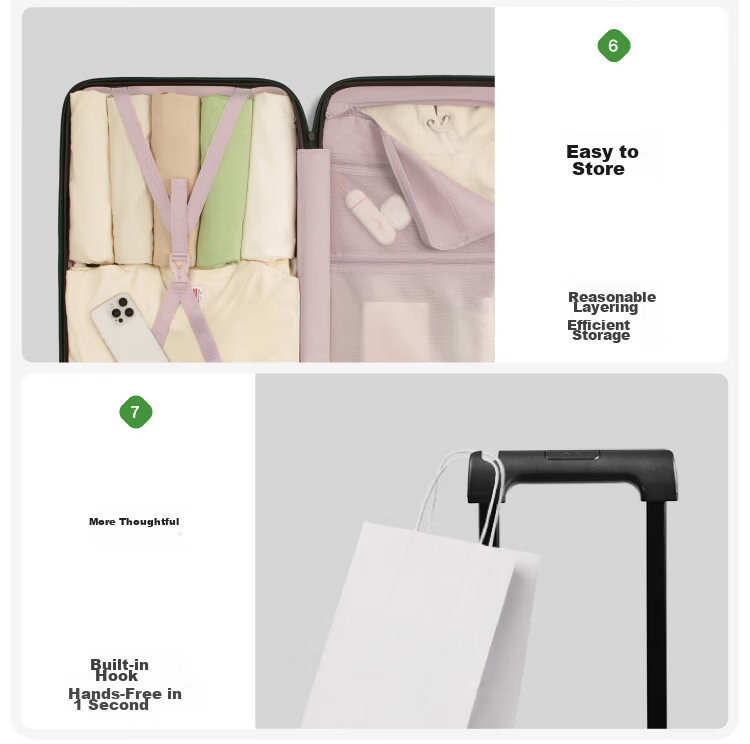Bromen Bags Large Capacity Suitcase Trolley Case Travel Luggage Password Lock Suitcase for Business And Students, Check-In Luggage, 28 Inch Gree 17