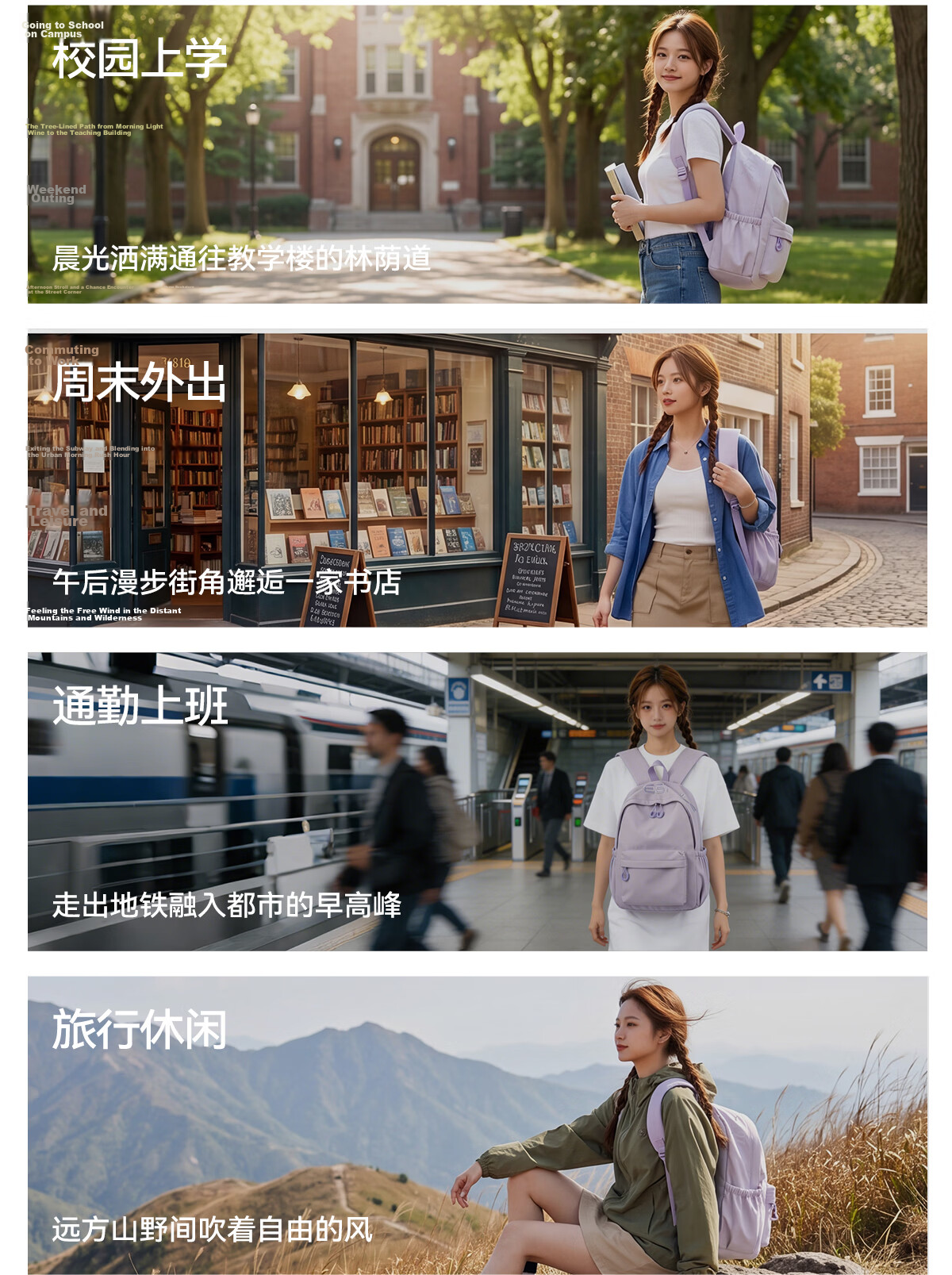 361° Women's Backpack 2026 New Fashion High-Value Stylish Large Capacity Travel Shoulder Bag for Middle School, High School, and College Students 20