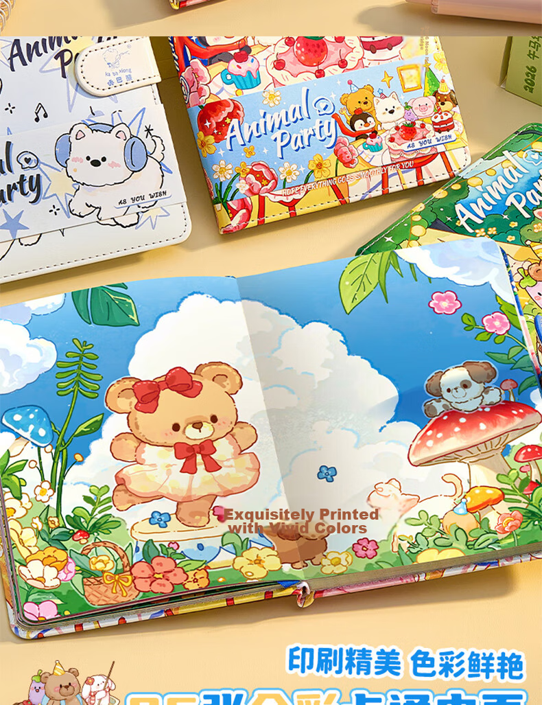 Kaba Bear Faux Leather Magnetic Closure Animal Diary Notebook Cartoon Children's Cute Journal Kindergarten Graduation Gift for Boys and Girls 3