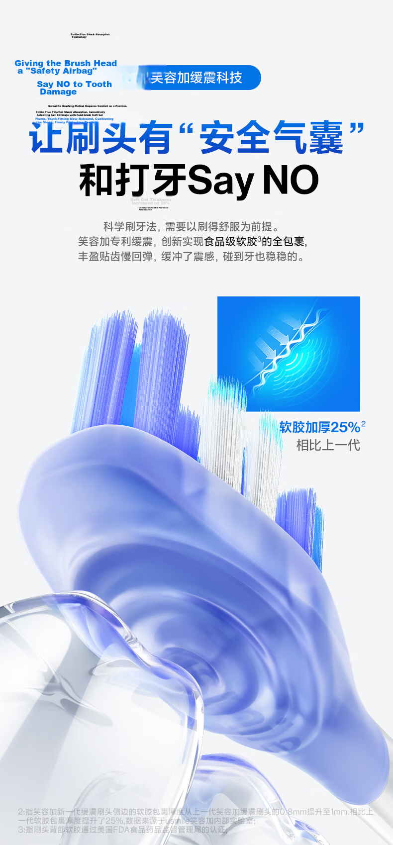Usmile Smile Plus Electric Toothbrush Heads 2nd Generation Joint Shock-Absorbing Cleaning Brush Heads 2-Pack Easy Cleaning for Molar Teeth Compatible with Y Series Adult Electric Toothbrush 6
