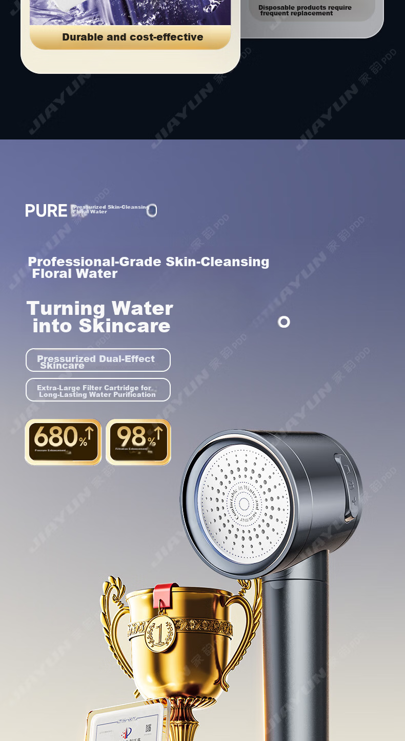 Jiayun [Seiko] High-Pressure Filtered Shower Head Powerful Multifunctional Handheld Shower Sprayer for Home Use 3