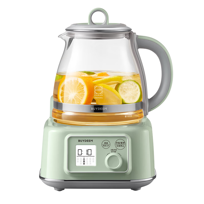 Buydeem All-in-One Summer Cooling Health Pot Glass Electric Kettle 1.2L FK571 Light Green