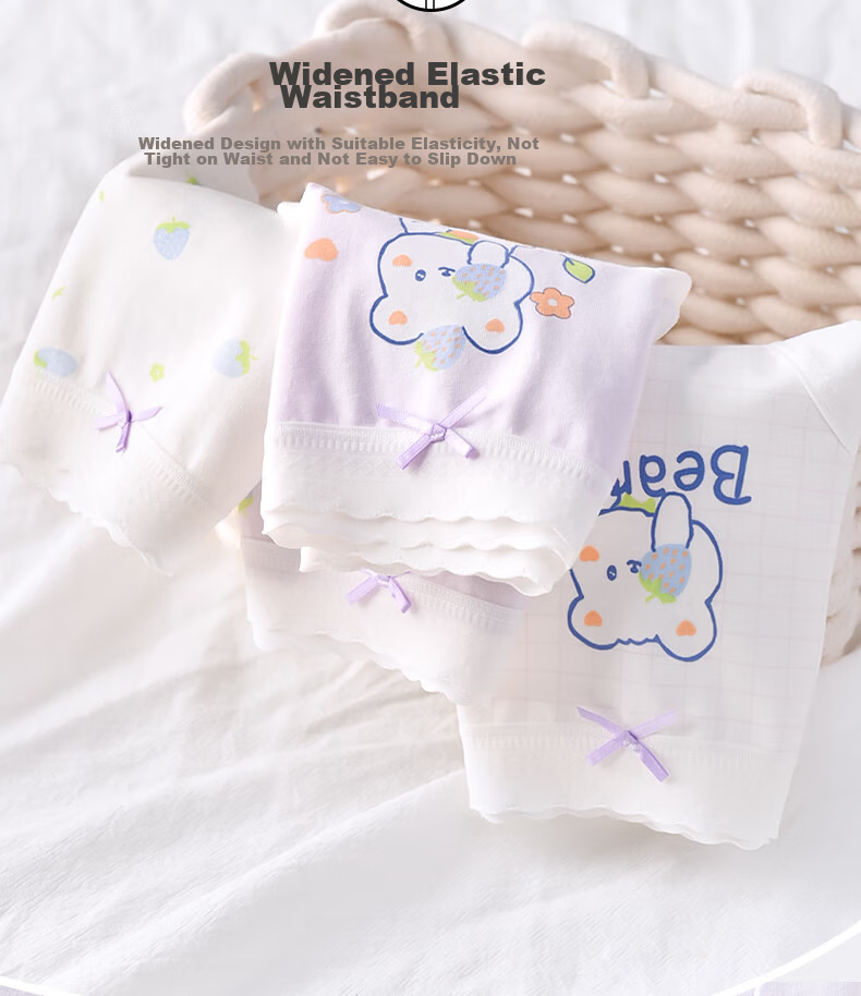 Ariel & Aurora Girls' Cotton Briefs for Ages 6-12, Puberty Period, No Pinch, Elementary School, 4-Pack XL 9