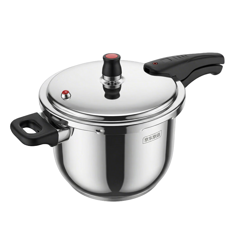 JD Jingzao Pressure Cooker 6L Stainless Steel 304 Multi-Safety Explosion-Proof Red Dot Lock Compatible with Gas Stove 22cm