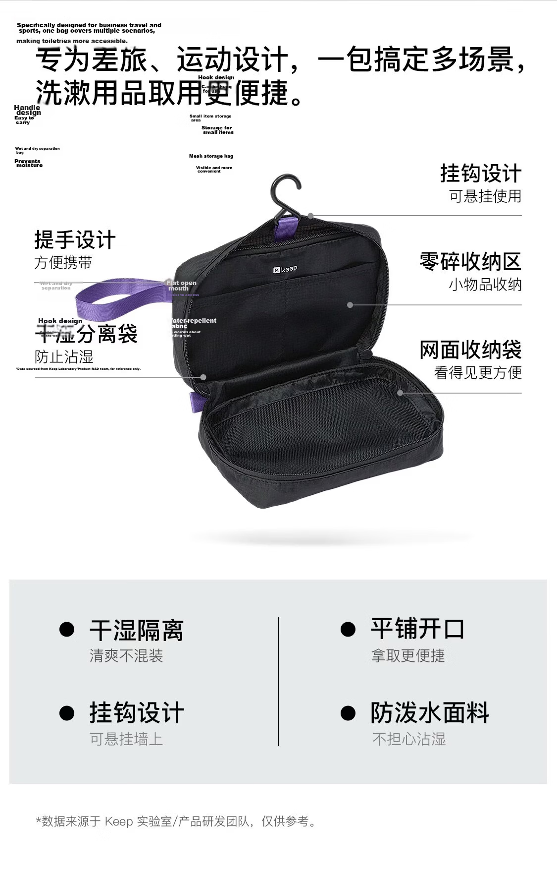 Keep Ultra-Light Multi-Functional Sports Toiletry Bag Snow White Wet and Dry Separation for Travel Business Fitness 2