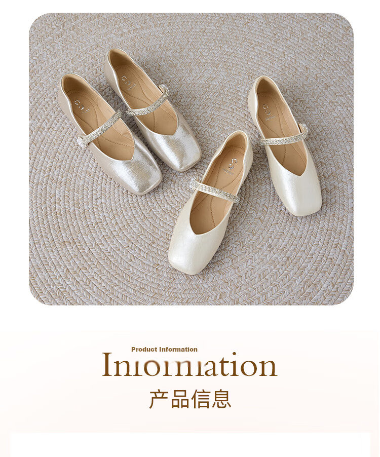 Zhuoshini Dress Single Shoes 2026 New Spring Autumn Qipao French Mary Jane Women's Flat Low Heel Leather Shoes Light Gold 38 4