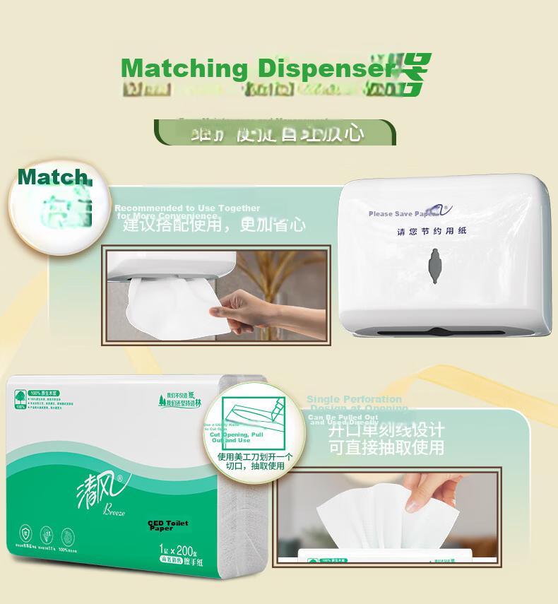 Qingfeng Commercial Hand Towel Paper, 2-Ply, 150 Sheets * 20 Packs, Thickened Absorbent Hotel Kitchen Bathroom Hand Towel Paper, B911A2W 8