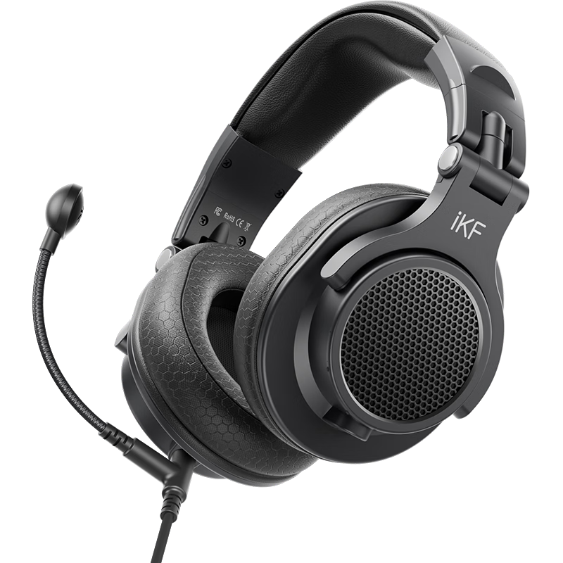 IKF VP5 Over-Ear Monitoring Headphones Wired Closed-Back HiFi High-Resolution Sound Gaming Headset for PC Live Streaming K-Singing FPS Delta Sound Positioning