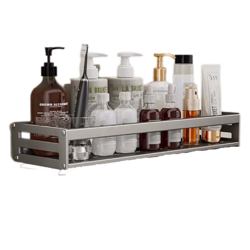 Shangmeide Bathroom Hanging Storage Rack No-Drill Wall-Mounted Toilet Washroom Gun Gray