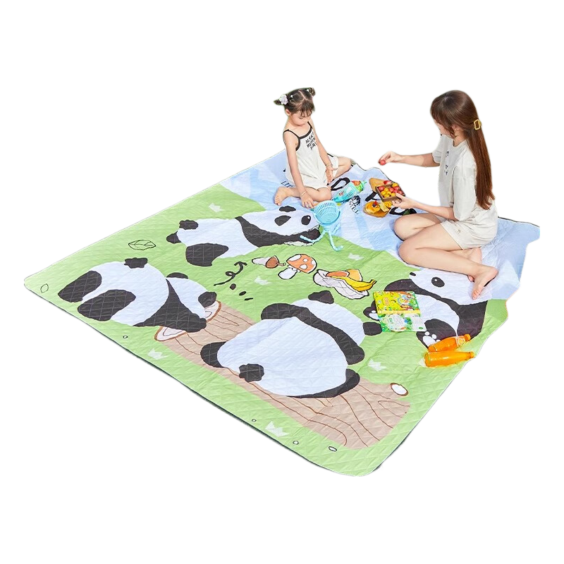 CAMEL Panda Picnic Mat, Thickened Outdoor Camping Tent Moisture-Proof Mat, Children's Spring Outing Mat, 0713 Muye Green Floor Mat