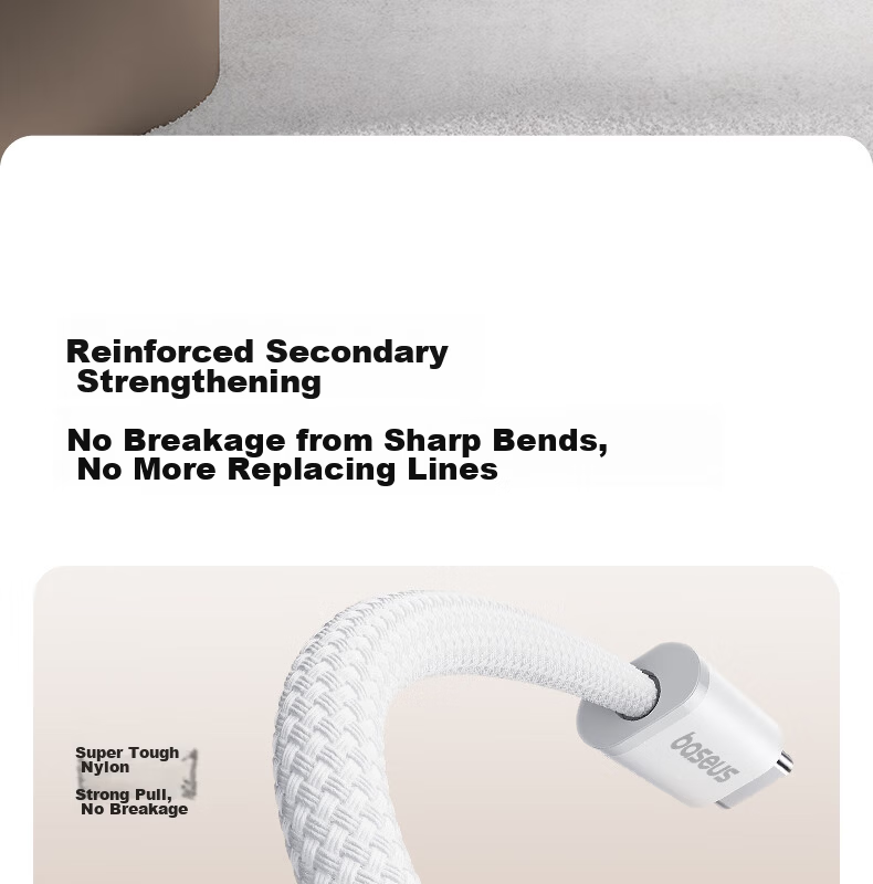 Baseus Apple iPhone 17/16/15 Dual-Head Type-C Charging Cable PD 60W Fast Charge CTOC Car Charger Cable 5A 2-Pack 9