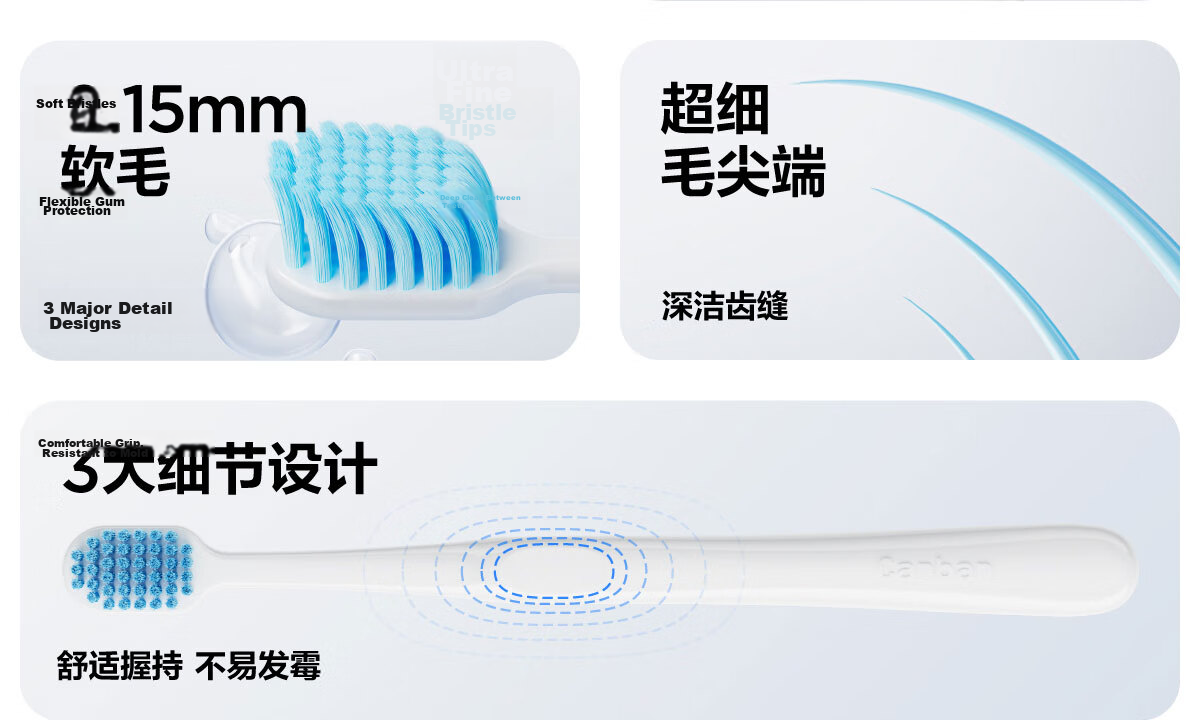 Canhalf Extra Wide Head Soft Bristle Pressure-Relief Gum Care Toothbrush Deep Clean Interdental Adult Family Couple Genuine Single Pack 4
