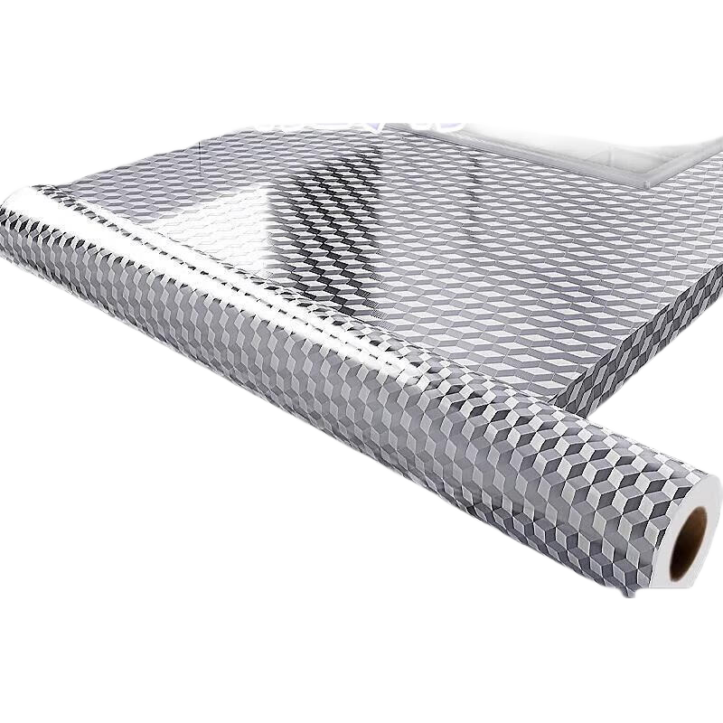 Washi Kitchen Oil-Proof Sticker High-Temperature Resistant Waterproof Aluminum Foil Self-Adhesive Thickened Cube Grid 10*0.6m