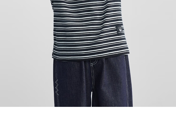 DISNEY Children's Clothing, Boys And Girls Half-Turtleneck Striped Long-Sleeve Top Undershirt, Spring 2025 DB442DE04 Black 120 10