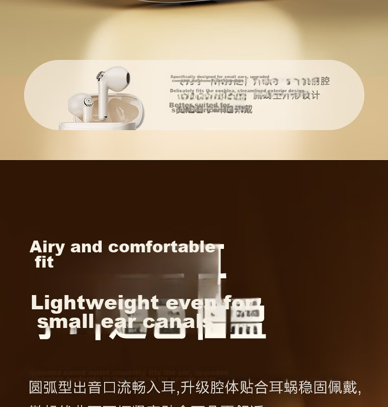 IKF Find Lite New Version True Wireless Bluetooth Earbuds Semi-In-Ear Bluetooth 6.0 High-Quality Music Gaming Low Latency Sports Fitness Compatible with Apple Huawei Classic White 6