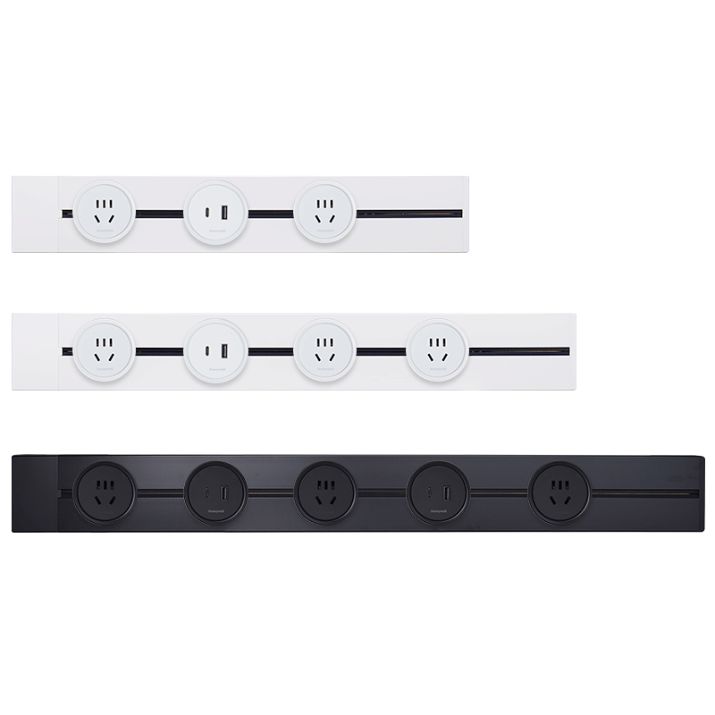 Honeywell A8 Track Socket Surface Mounted Movable Track Socket No Drilling Wall Mounted Sliding Power Strip Black 50cm