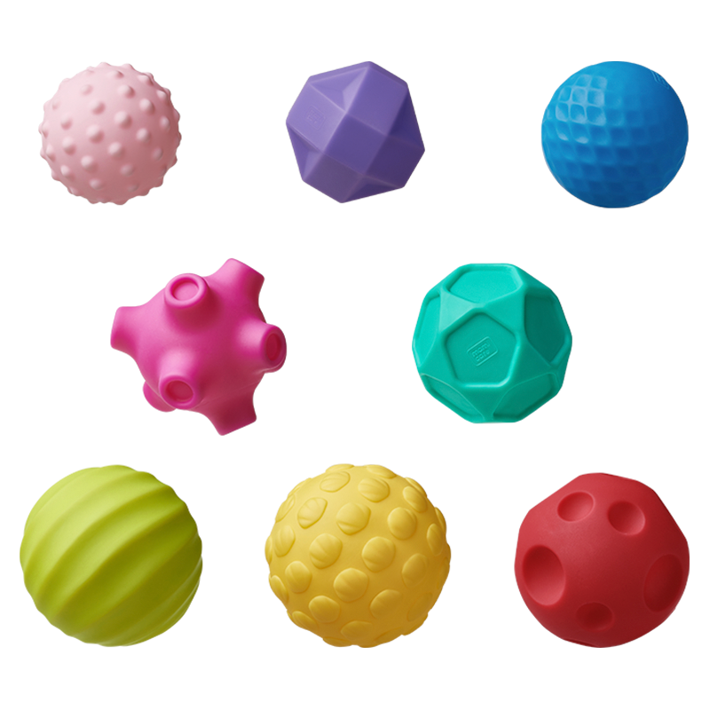 Babycare Baby Toy Hand Grasp Ball Newborn Sensory Training Soft Rubber Touch Balls Set of 8
