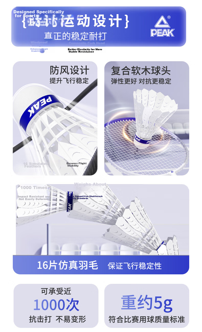 Peak Badminton Synthetic Nylon Shuttlecocks Plastic Durable King 12-Pack Training and Competition Shuttlecocks Pokeong 1