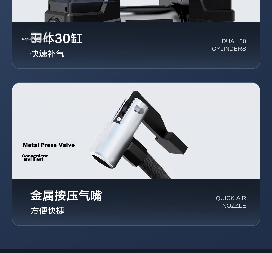 Deli Dual 30 Cylinder Car Air Compressor Digital Tire Inflator Compatible with Xiaomi SU7 Tire Pressure Monitoring Pump 20
