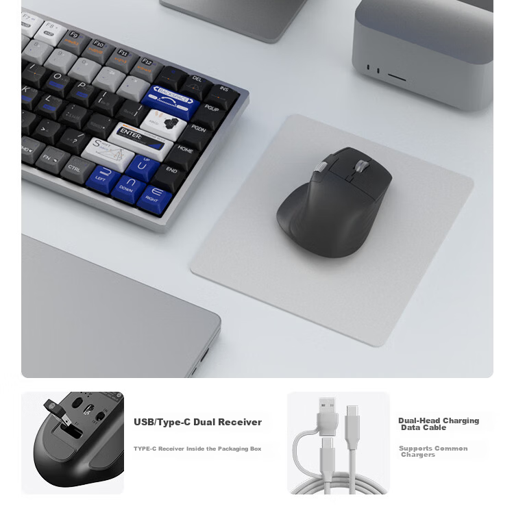 JD Jingzao M3 Dual-Mode Silent Mouse for Small to Medium Hands 2.4G Wireless Bluetooth Lightweight Portable Asymmetric Design Sand Gold for Laptop Desktop Office Use 8