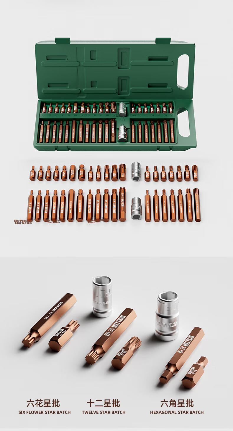 Wolffan 40-Piece Hex Key Wrench Set Ratchet Socket Star Screwdriver Combination Spline Bit Automotive Seat Removal Tool 4
