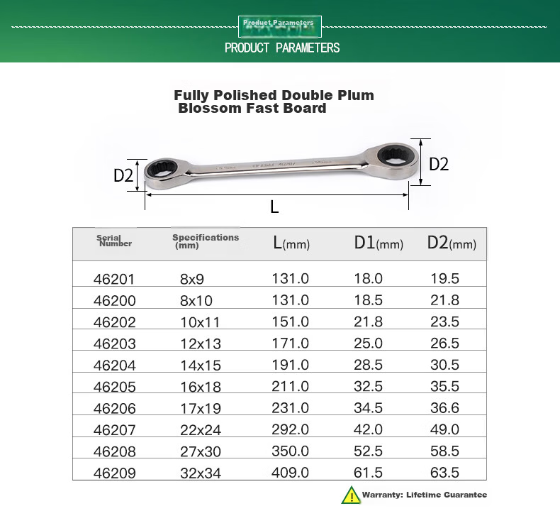 SATA 46621 4-in-1 Fully Polished Double-Ended Torx Ratchet Wrench 8x10x12x13MM 6