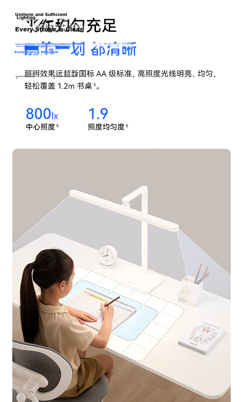 Hongmengzhixuan Desk Lamp, Eye Protection for Study, National AA-Grade, Children's Reading And Writing Lamp, Large Wide Rotatable Lamp Head 10