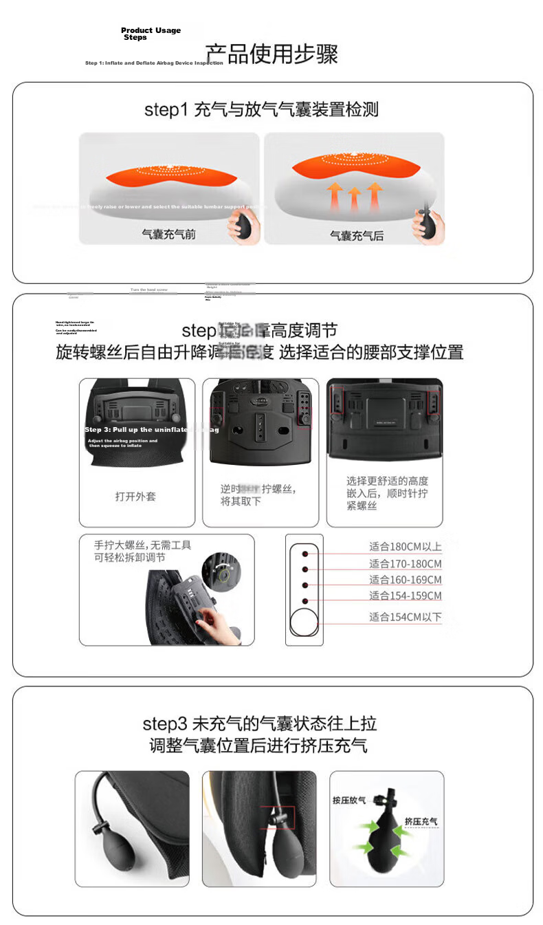 Zhunhang Lumbar Support Cushion Long Sitting Waist Pillow Backrest Office Chair Car Waist Pad Lumbar Support 26