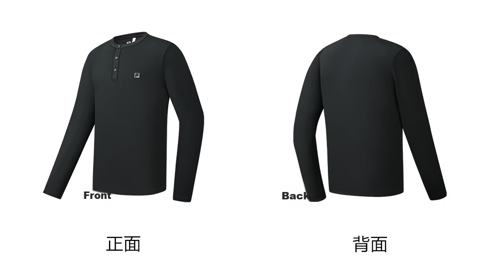 FILA Men's Knitted Long Sleeve T-Shirt 2026 Autumn Henry Collar Sports Fitness Quick-Dry Long Tee 26