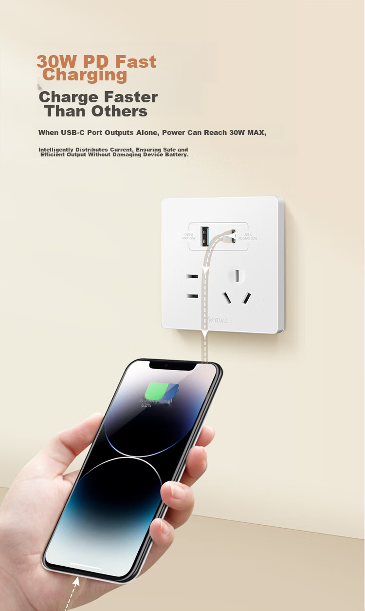 BULL Switch Socket, G12 Series Single-Pole Double-Throw Switch Wall Large Panel, G12K112 Muxue White 14