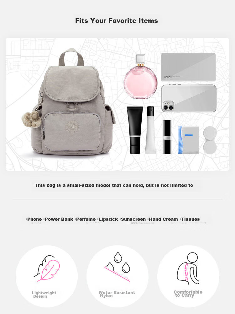 Kipling CITY PACK MINI Rock Grey Backpack Birthday Gift 3