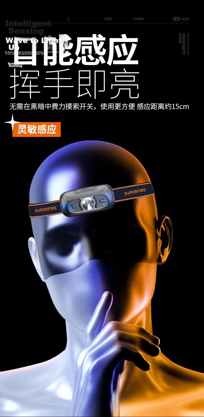 SupFire Headlamp, High Brightness, Long Battery Life, Zoomable, Motion Sensor, Night Fishing, Head-Mounted, Outdoor Work Mining Lamp, Beach Combing Fishing Light 8