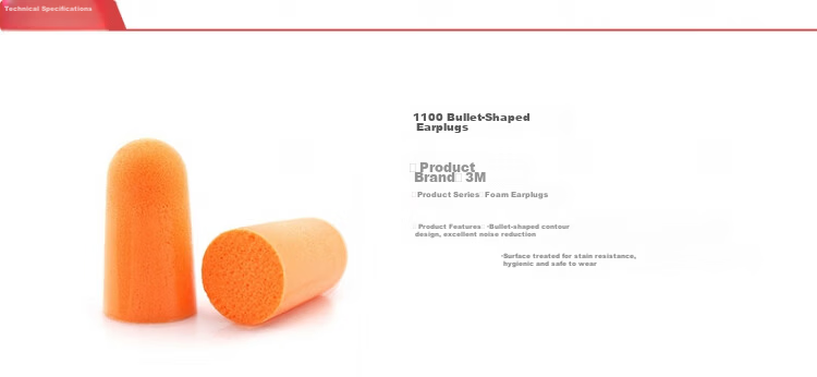3M Bullet-Shaped Earplugs Noise-Reducing Sleep Earplugs Industrial Soundproof Earplugs 200 Pairs/Box 1100 1 Box 1