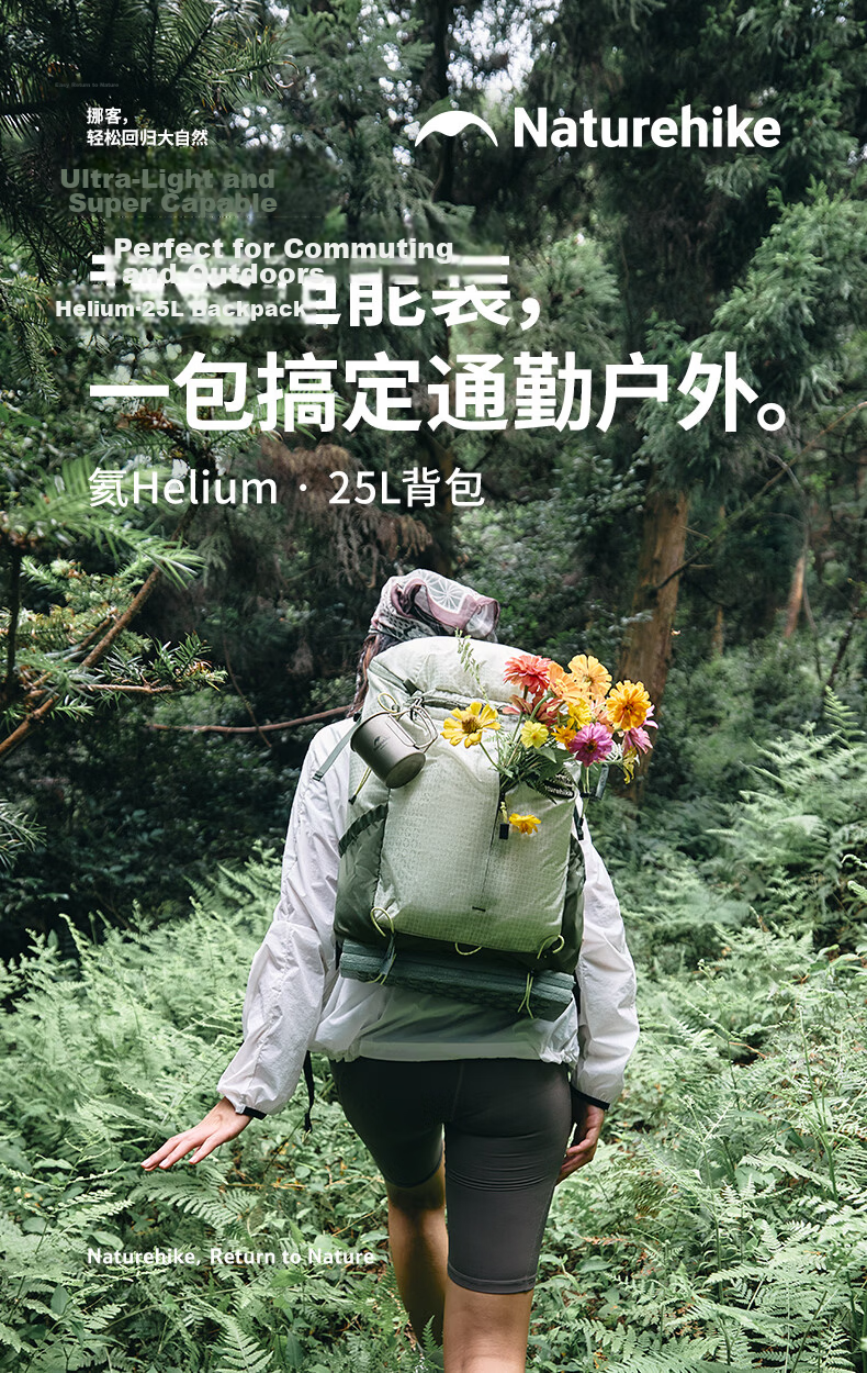 Naturehike Nuoke Helium 25L Hiking Backpack Professional Lightweight Mountaineering Outdoor Travel Bag for Men and Women Lavender Purple 3