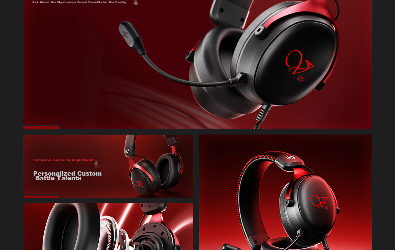 IKF V11 S USB Wired Gaming Headset Over-Ear Esports Headphones Wired Microphone 7.1 Surround Sound FPS Positional Audio Valorant Delta Smoke Gray 7
