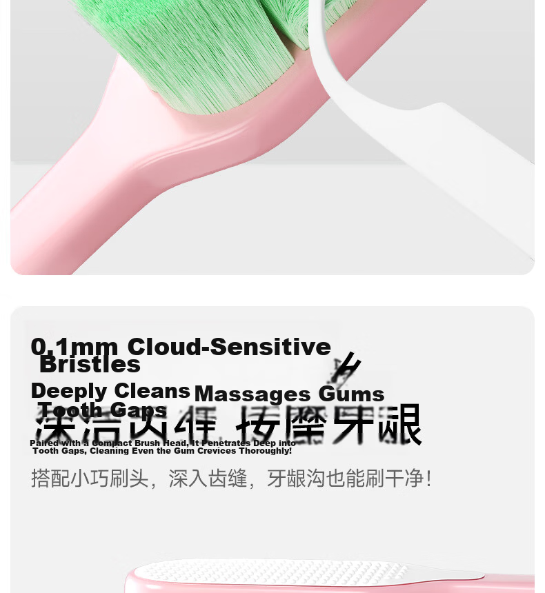 Meyarn Wide Head Stain Removal Toothbrush 4-Pack, Soft to Medium Bristles, Odor Removal, Gum Care, Dual Spiral Bristles, Convex Surface Brush 6