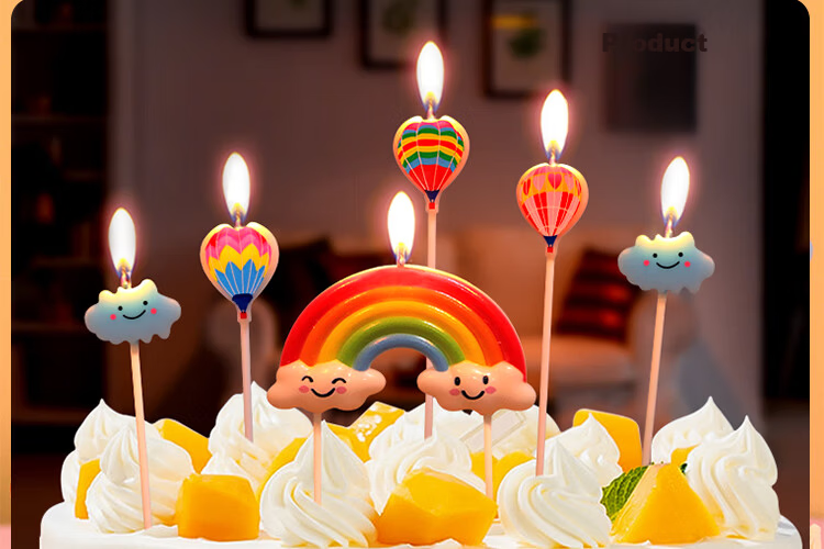 Yanyi Birthday Candles Party Cake Decoration Scene Setup Kids Cartoon Creative Colorful Insert Card Set 2