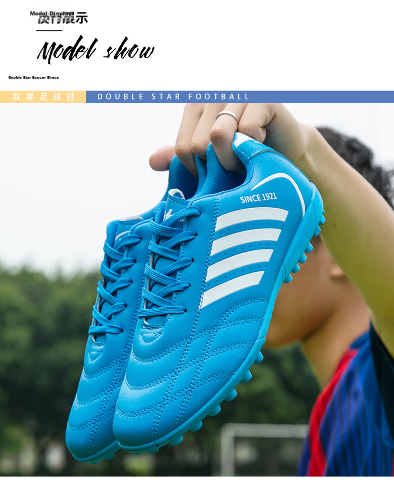 Shuangxing Men's Football Shoes Professional Adult Durable Lightweight Comfortable TF Soccer Cleats White Platinum 41 10