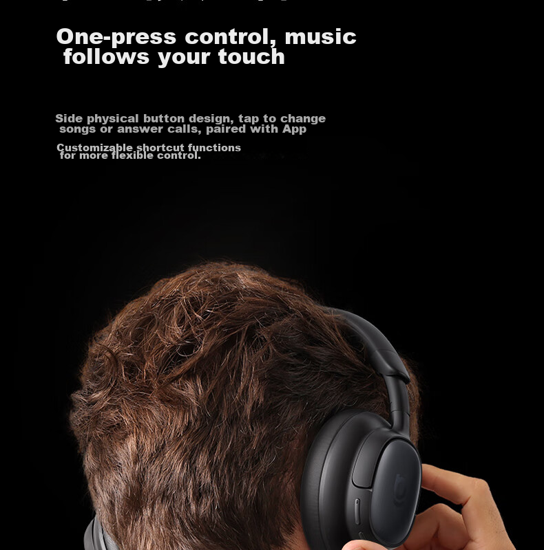 BASEUS MH1 Over-Ear Noise Cancelling Bluetooth Headphones Active Noise Cancellation Dual Gold Standard HiFi Certified 80H Battery Life Compatible with Apple Huawei Xiaomi Oppo Phones Gift 36