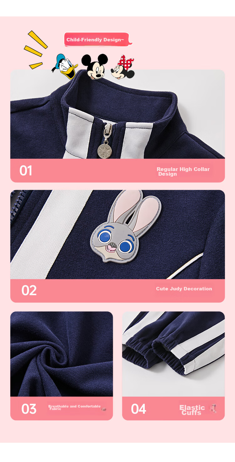 Disney Girls' Spring Autumn 2026 New Fashionable Cardigan Jacket and Casual Pants Two-Piece Set 5