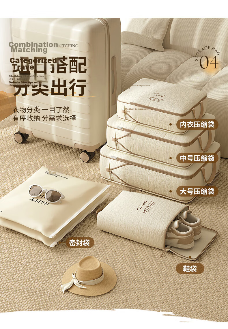 Baicaoyuan Travel Storage Bag Luggage Organizer Underwear Clothing Packing Pouch for Travel Business Trip M+L 9