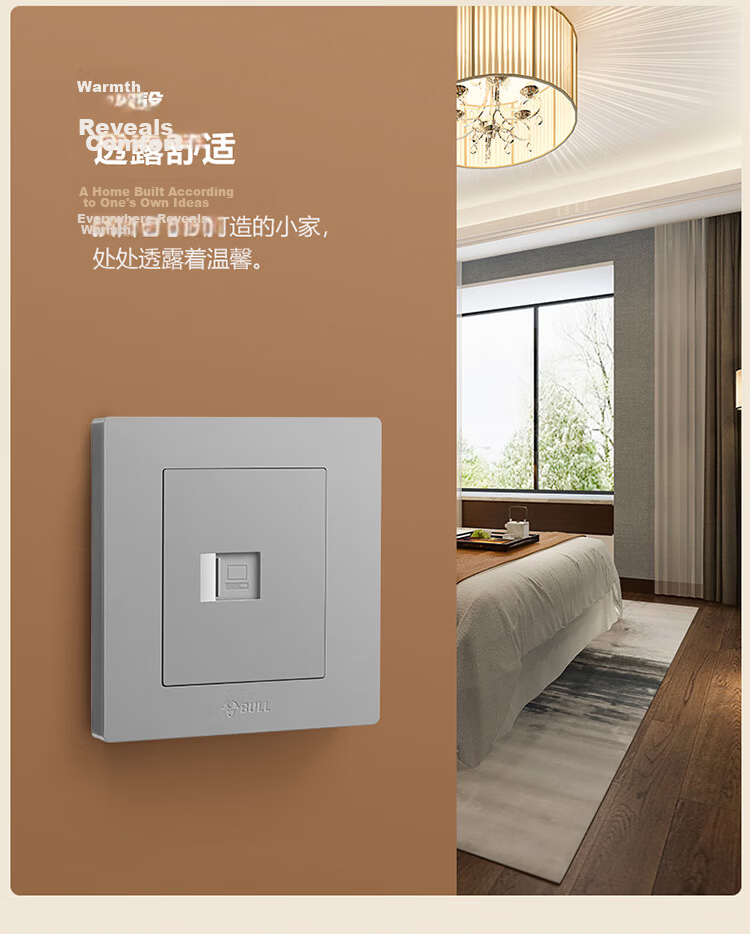BULL G31 Series Single Port Cat5e Network Socket 86 Type Panel G31T102 Starry Gray 7