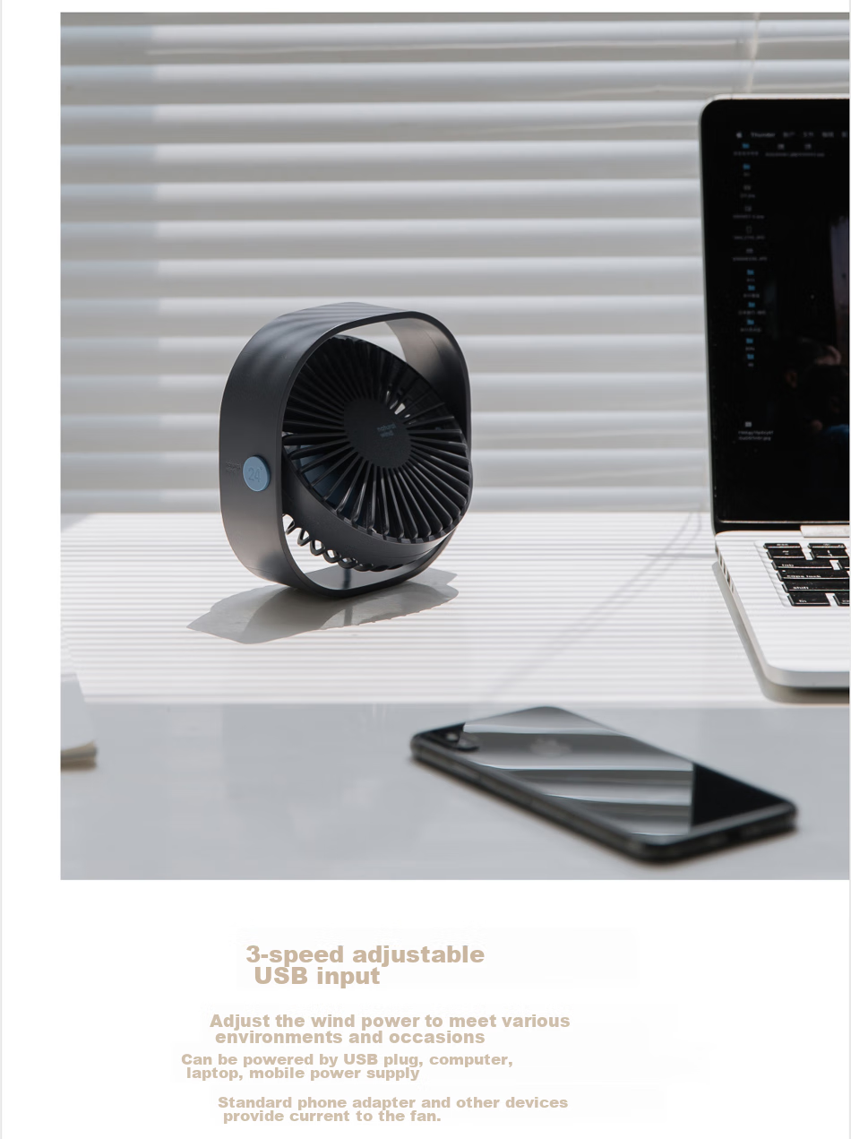 BIAZE Desktop Mini USB Fan, Tabletop Office Student Dorm Creative Electric Fan, Quiet Mini Desktop Fan FS1 White 6